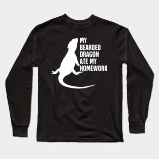 Homework | Funny Bearded Dragon Graphic Long Sleeve T-Shirt